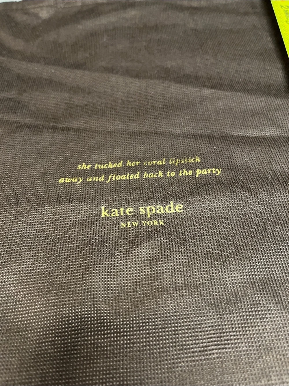 kate spade brown dust bag with pink drawstring large / preowned